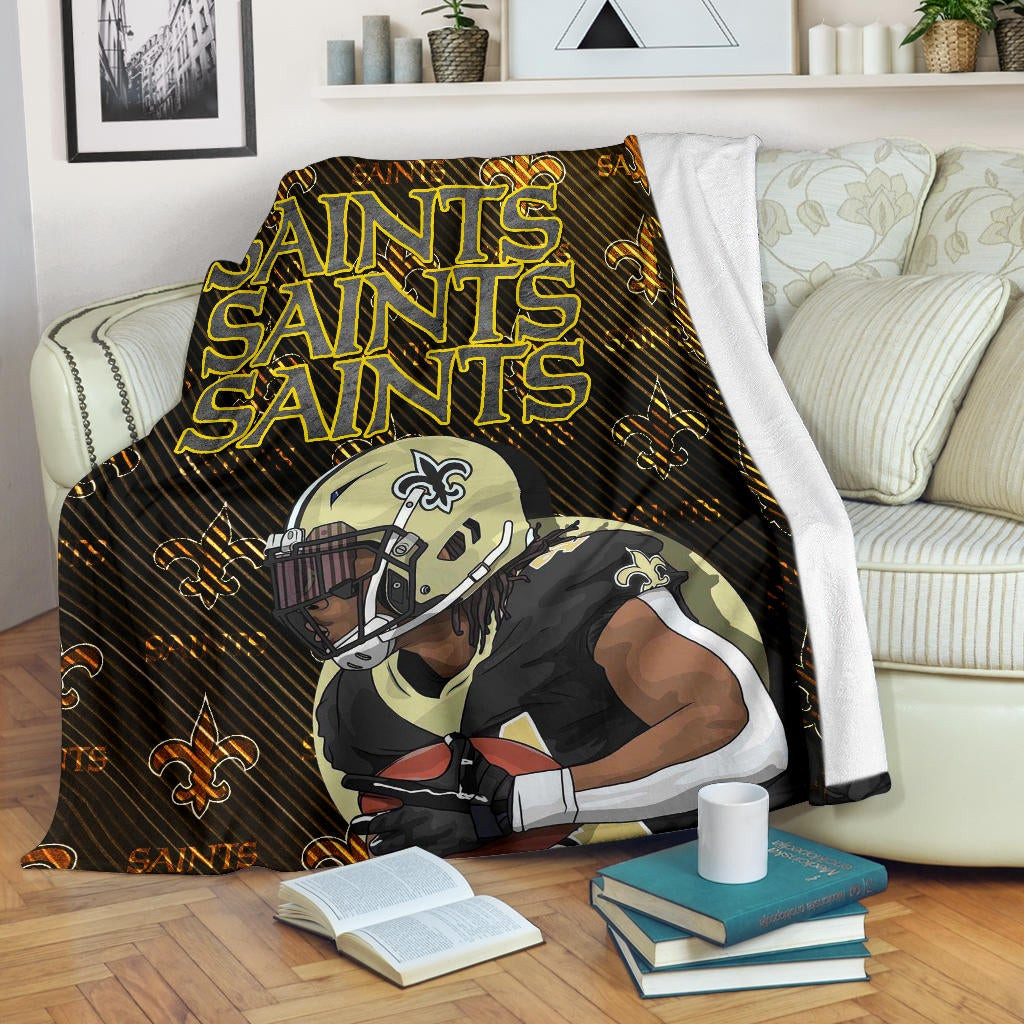 New Orleans Saints American Football Minimal Player Artwork Saints Patterns Fleece Blankets