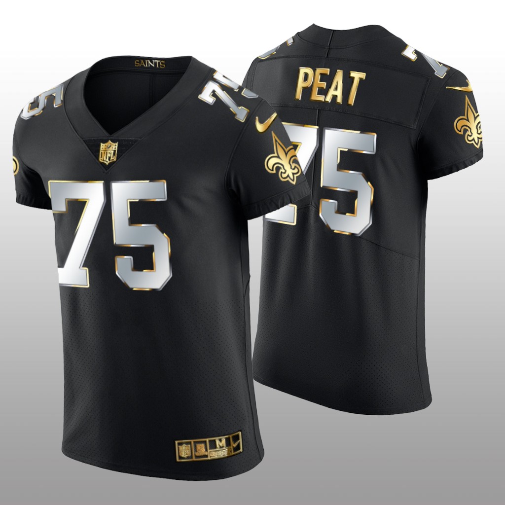 New Orleans Saints Andrus Peat Black Elite Jersey Golden Edition Men's