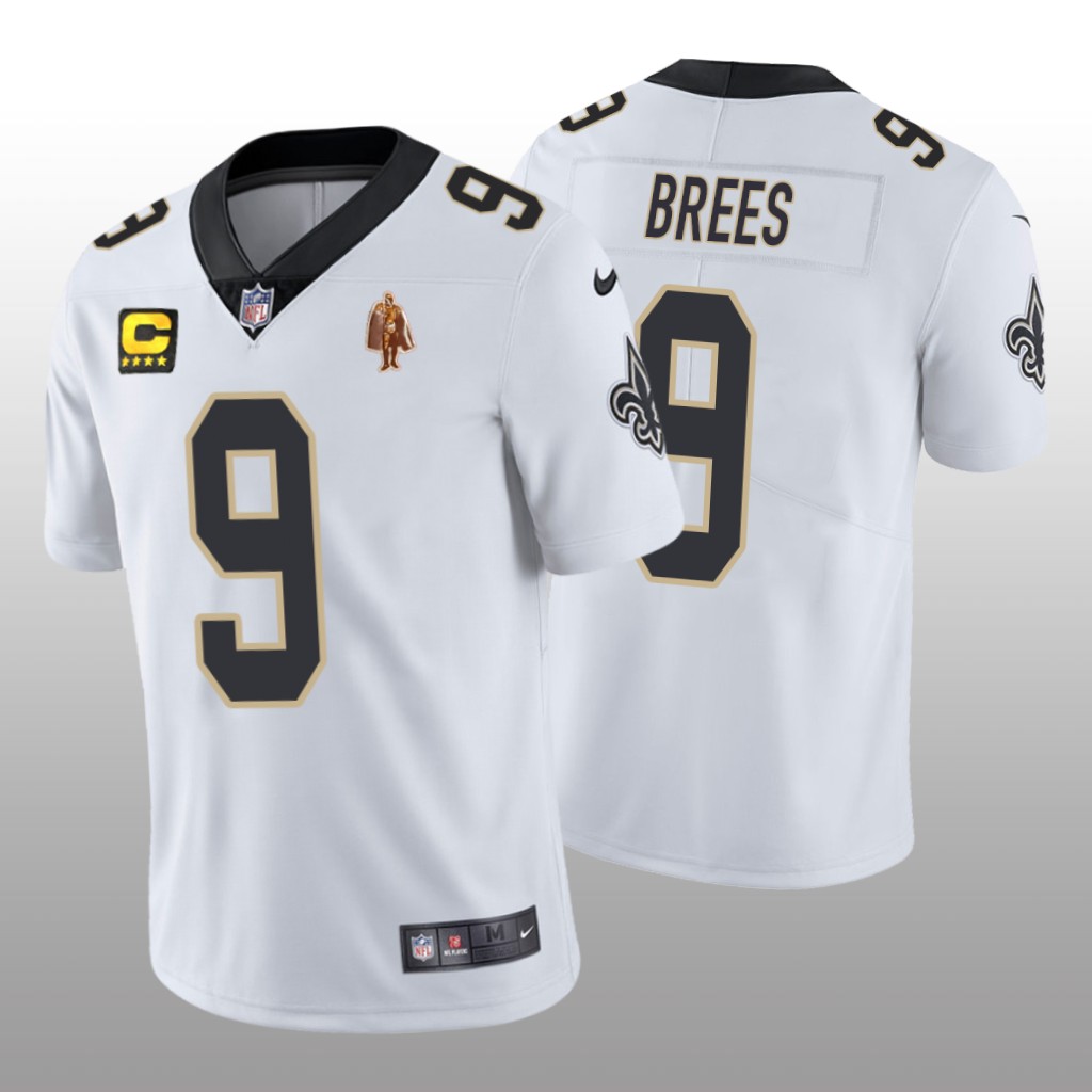 New Orleans Saints Drew Brees White Captain Patch Jersey Vapor Limited – Men’s