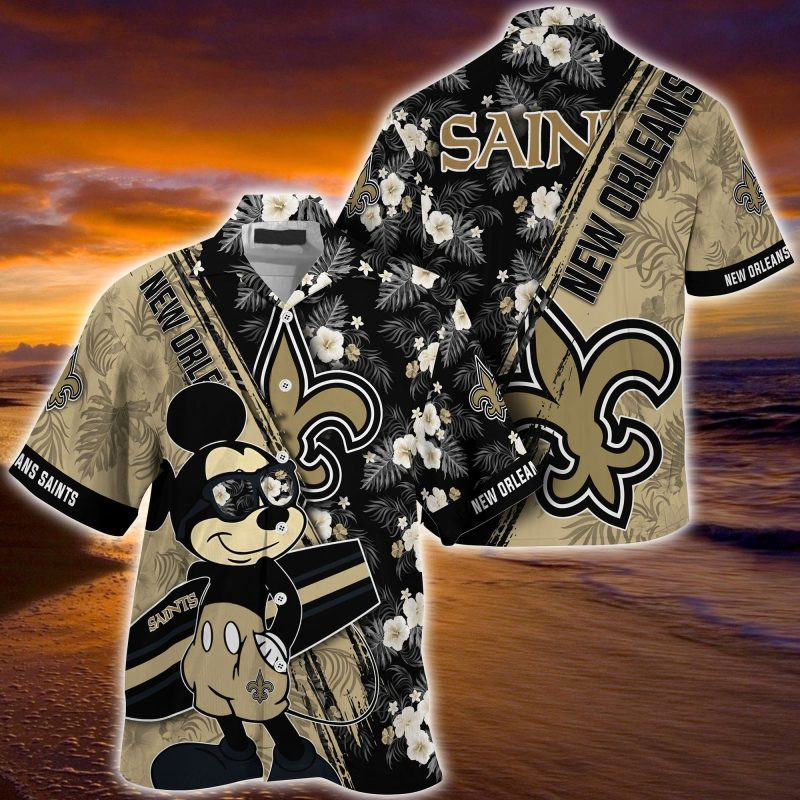 New Orleans Saints NFL Summer – Hawaii Shirt For This Season – Gift For Sport Lovers Mickey And Floral Pattern