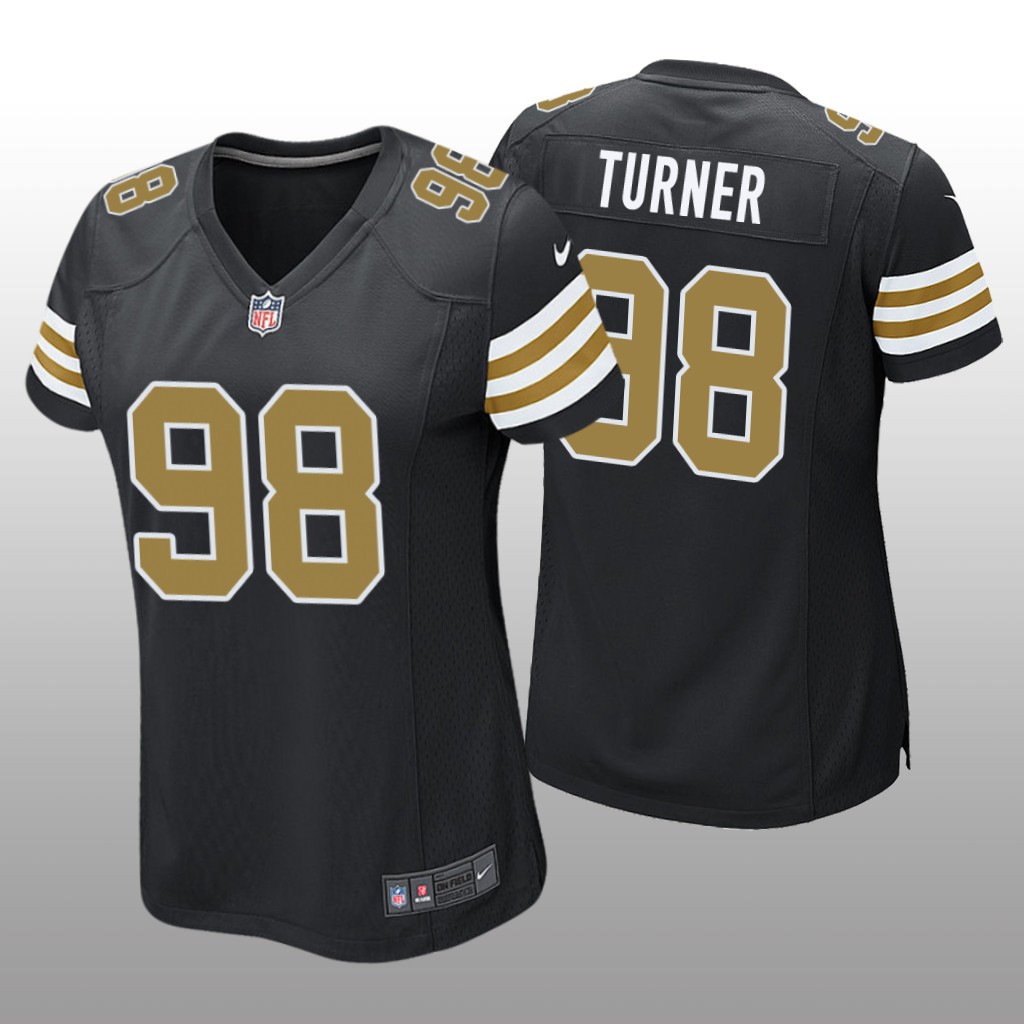 New Orleans Saints Payton Turner Black Jersey Alternate Game - Women's