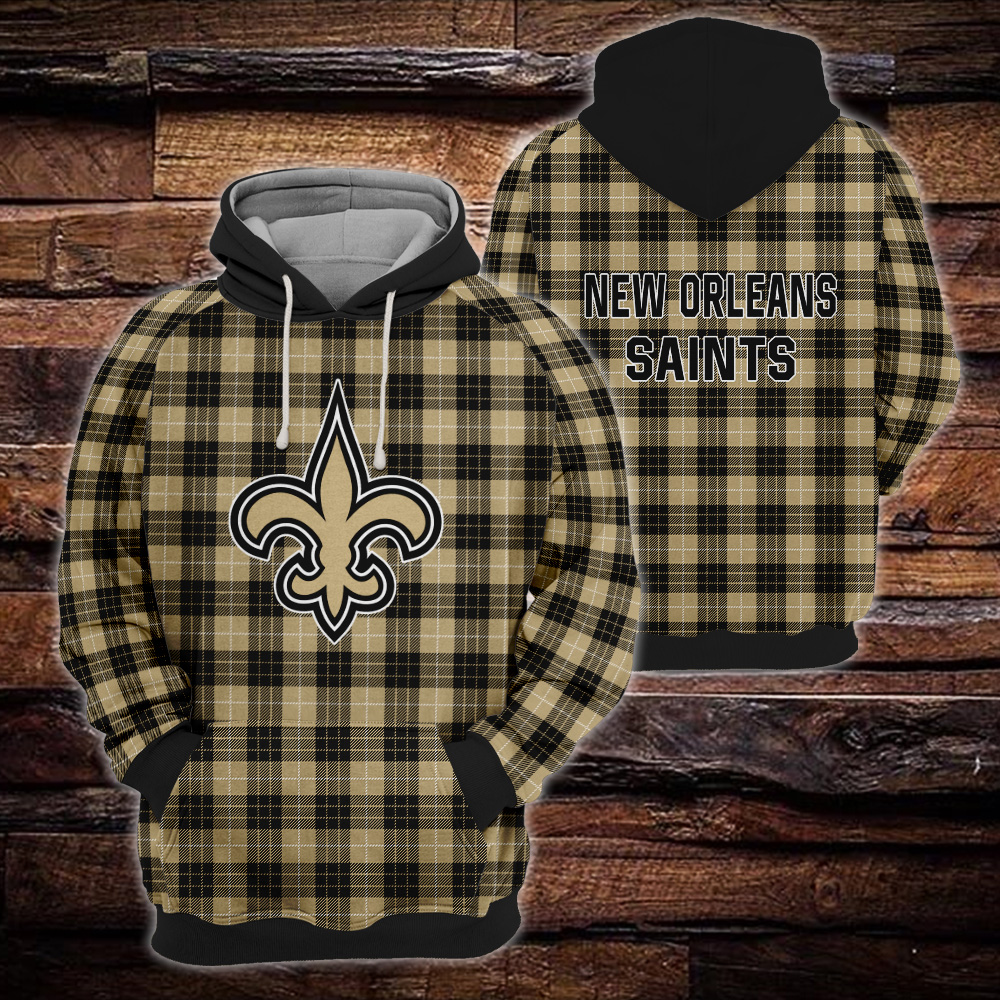 New Orleans Saints Plaid Hoodie 3D Gift For Fans