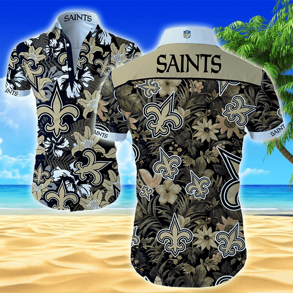 New Orleans Saints Tropical Flower Pattern Hawaiian Shirt