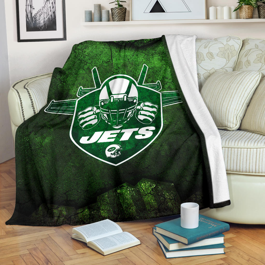 New York American Football Jets Jets Player Silhouette Dark Green Fleece Blankets