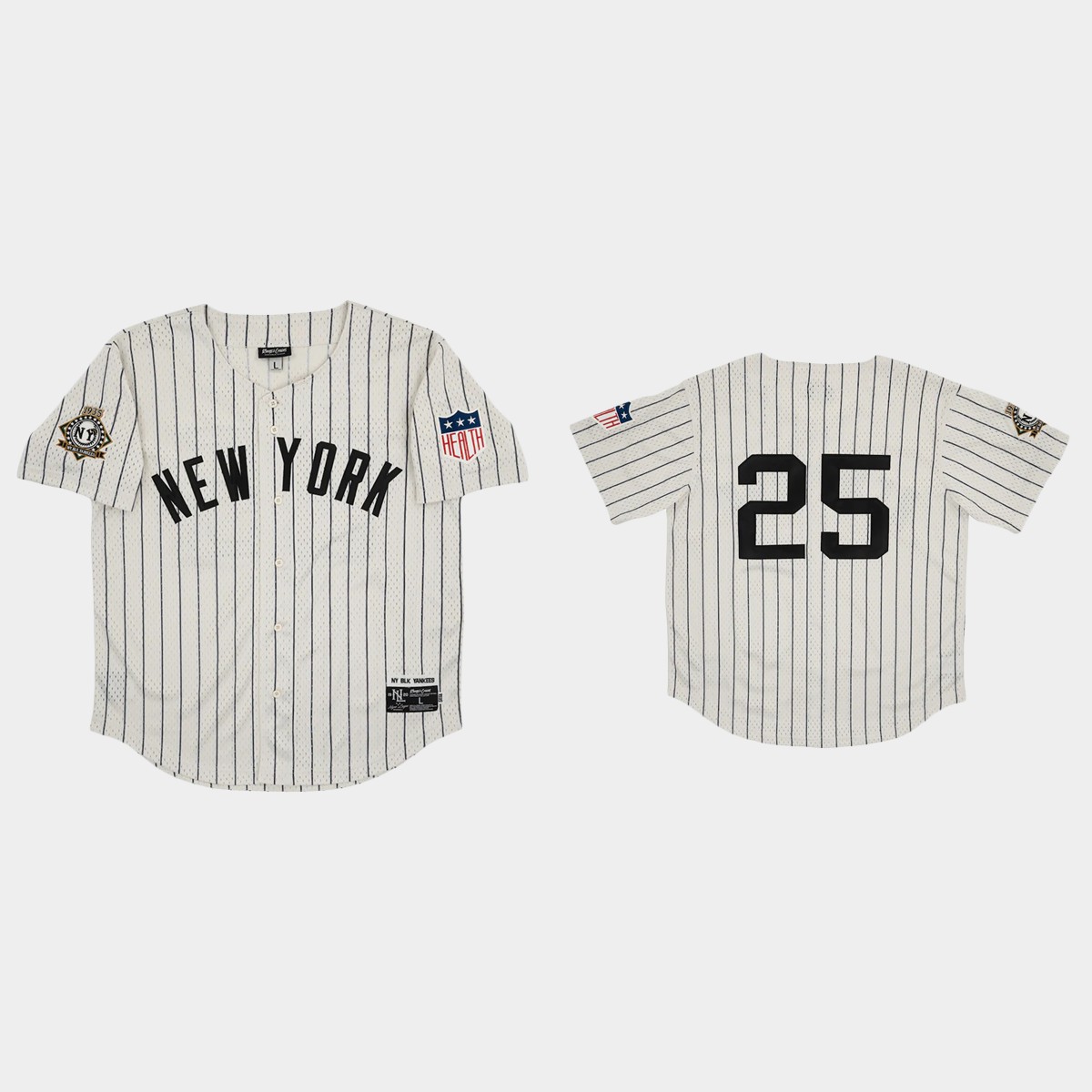 New York Black Yankees #25 Rings And Crwns Mesh Jersey - Cream