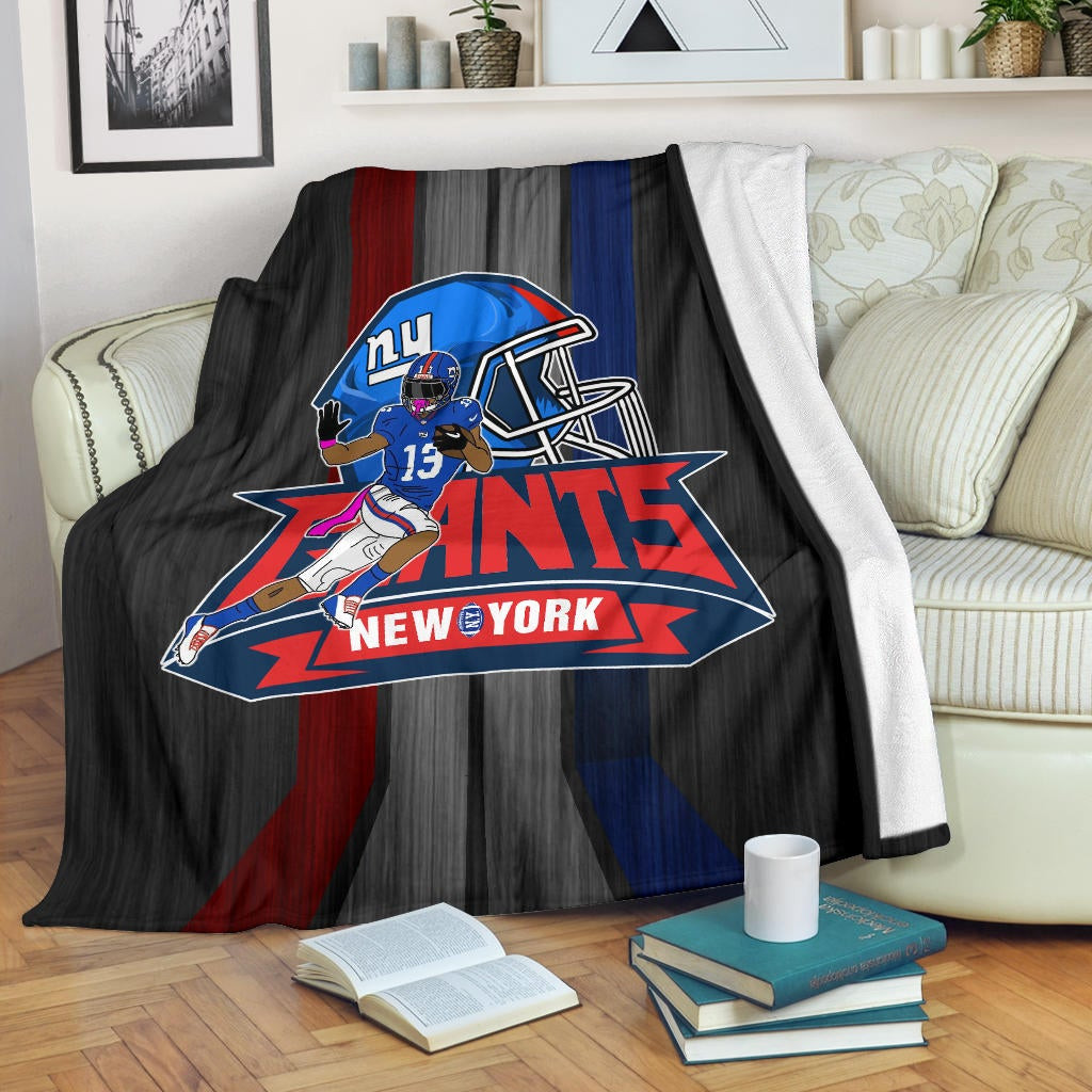 New York Giants American Football Team Fleece Blanket Player 13 Protecting Rugby Ball Running Black Fleece Blankets