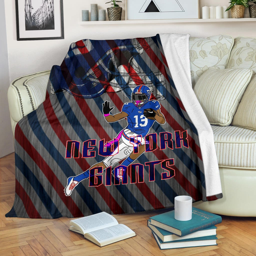 New York Giants American Football Team Fleece Blanket Player 13 Protecting Rugby Ball Running Giant Helmet Fleece Blankets