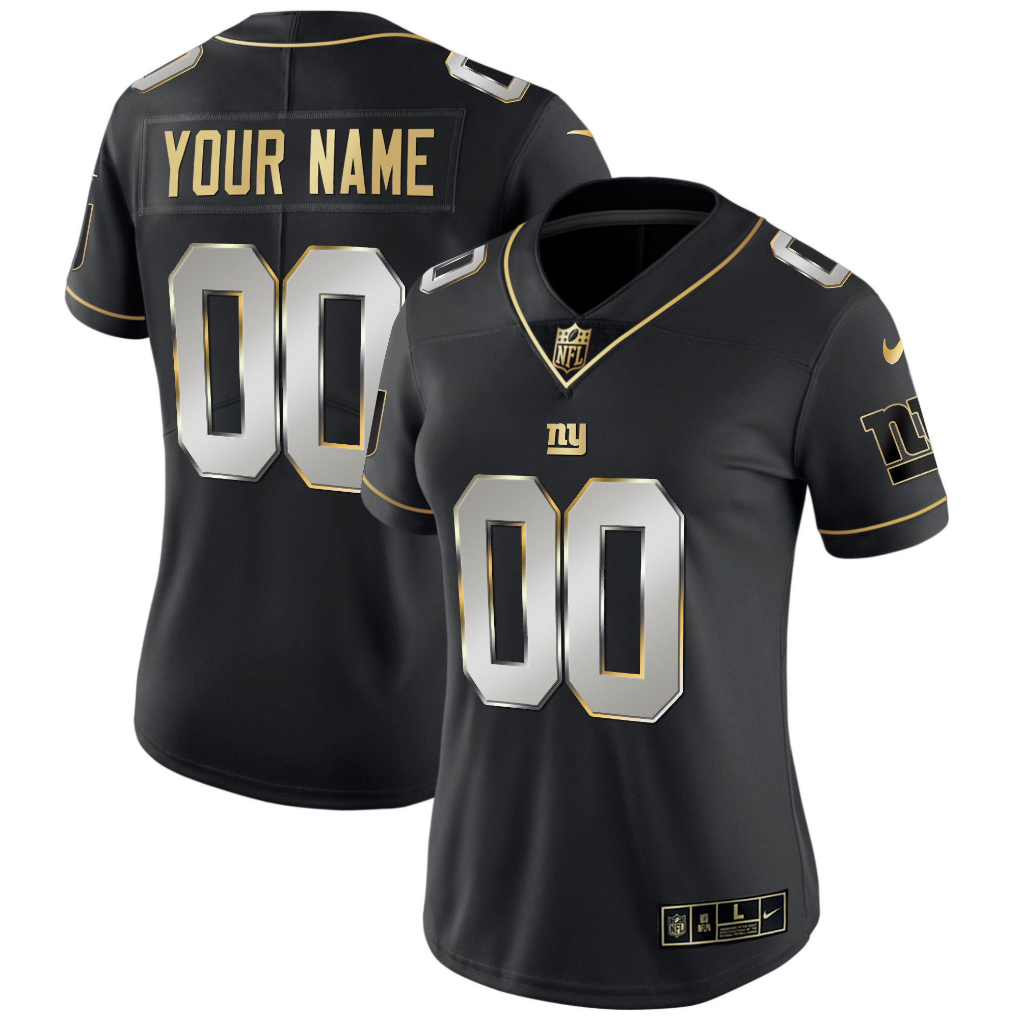 New York Giants Custom Name and Number Vapor Black Limited Jersey - All Stitched 