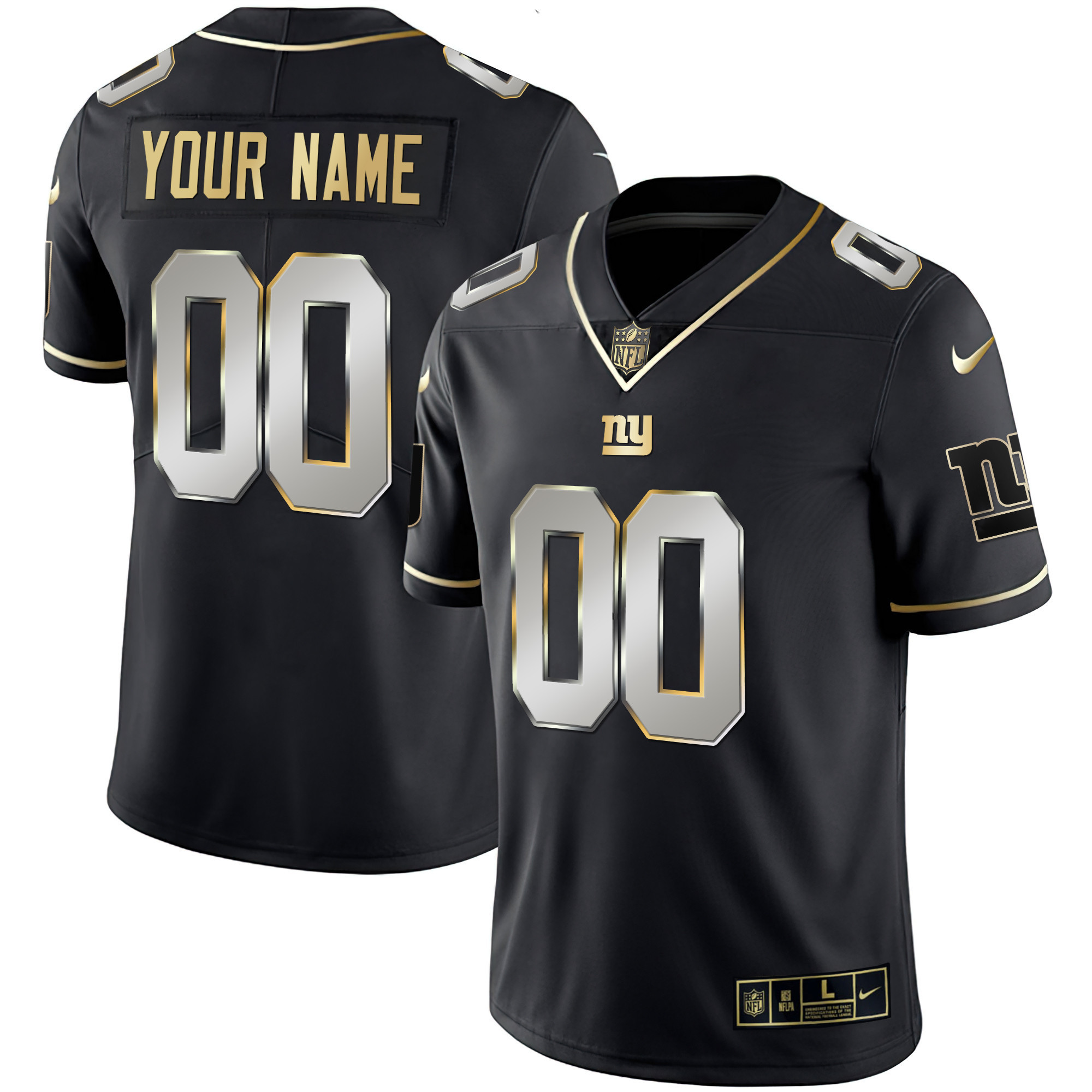 New York Giants Custom Name and Number Vapor Black Limited Jersey - All Stitched 