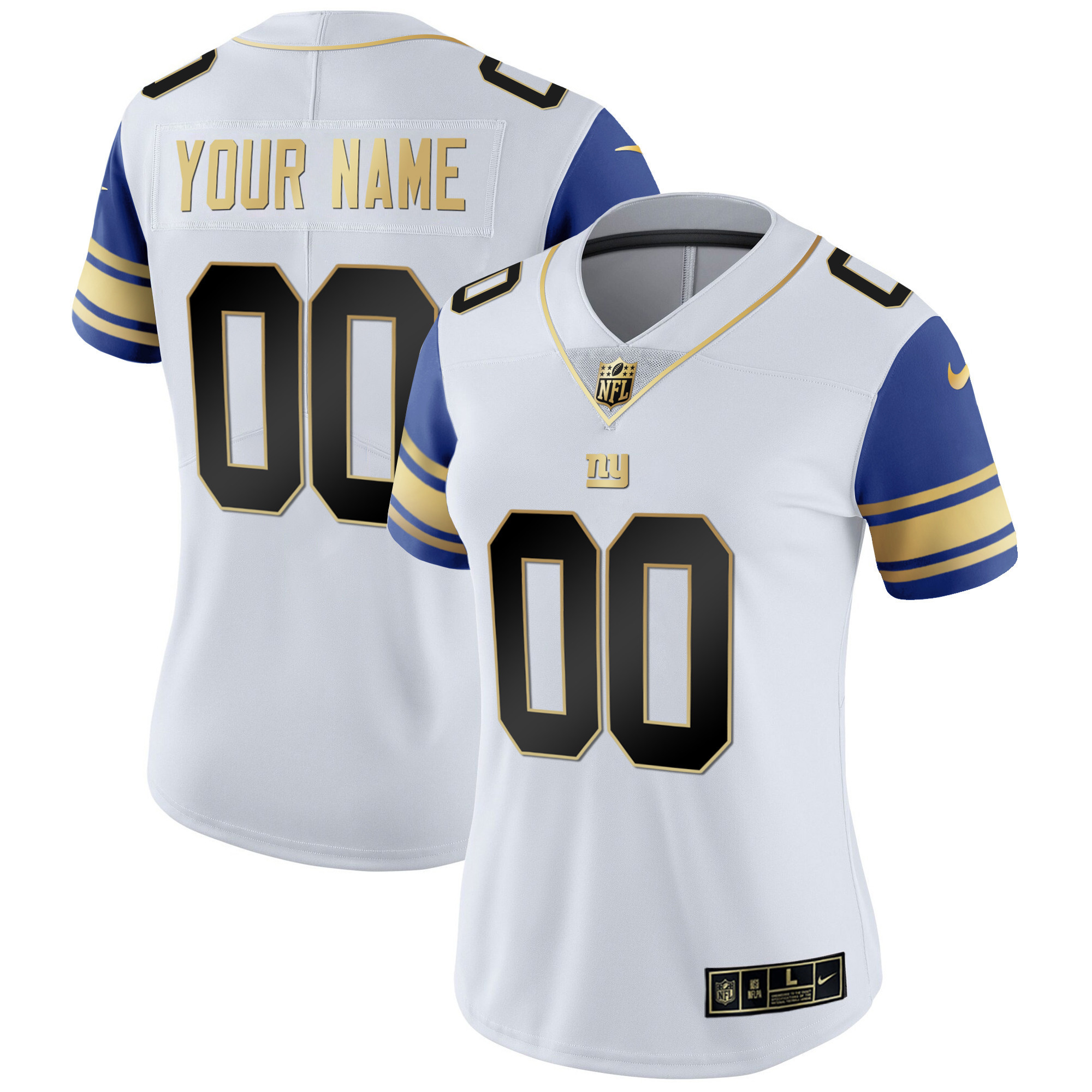 New York Giants Custom Name and Number Vapor Color Sleeve Jersey - All Stitched 
