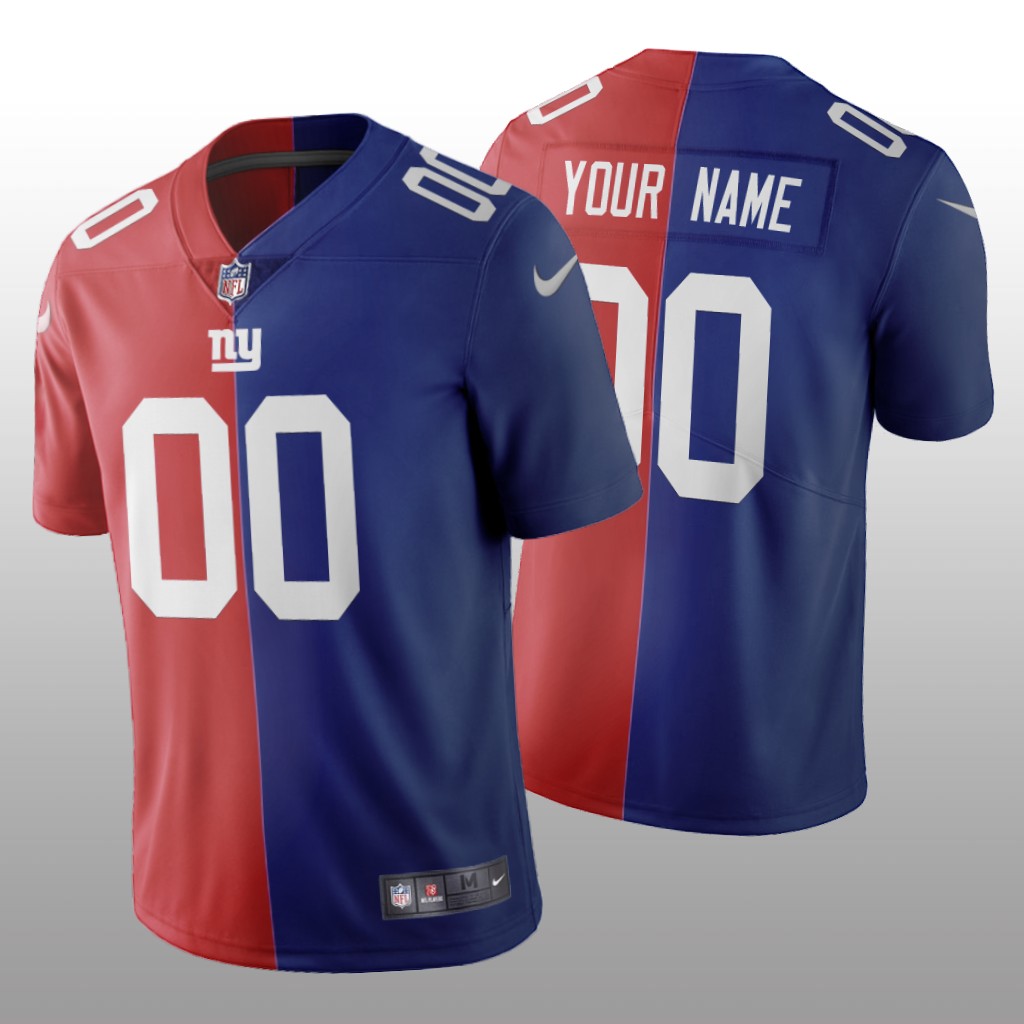 New York Giants Custom Red Royal Vapor Limited Split Jersey Two Tone - Men's