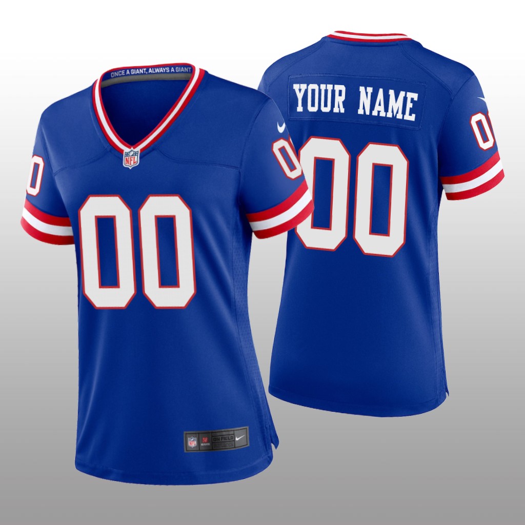 New York Giants Custom Royal Jersey Classic Game - Women's