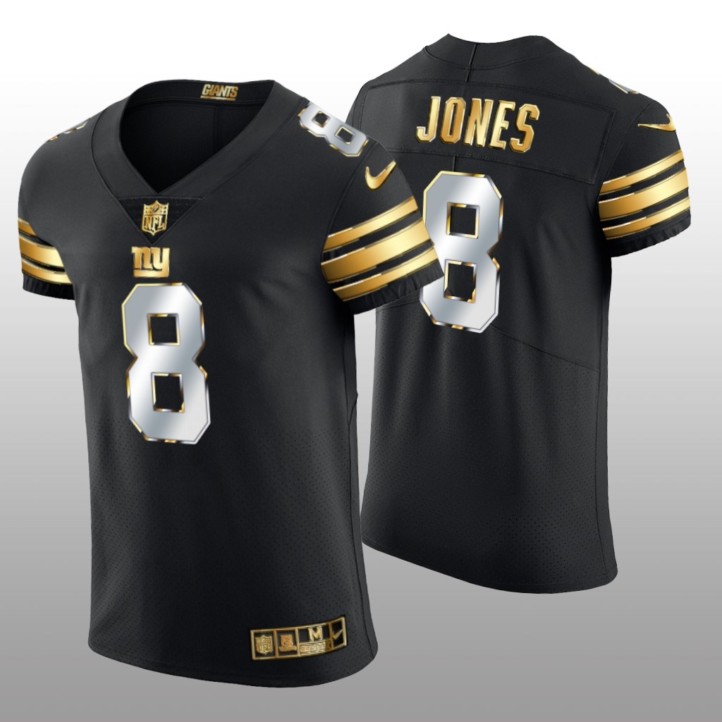 New York Giants Daniel Jones Black Elite Jersey Golden Edition Men's