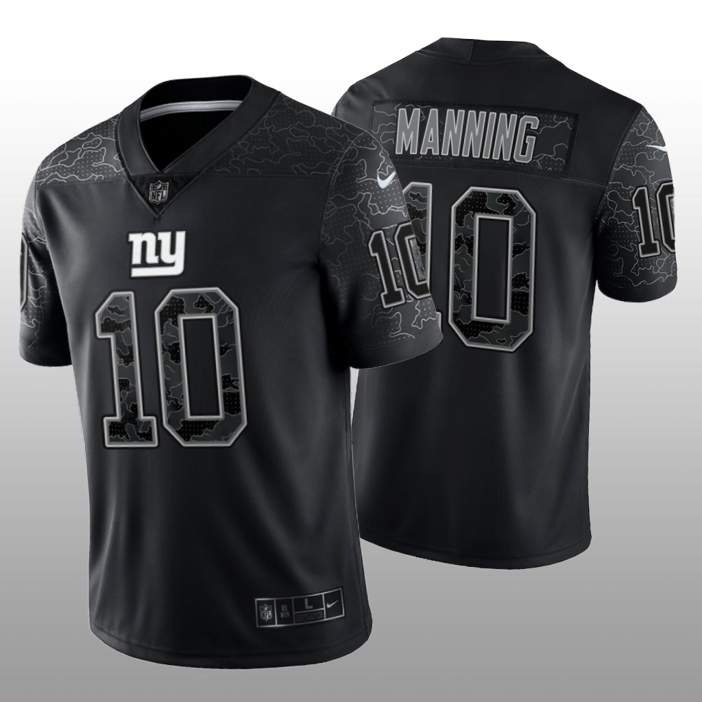 New York Giants Eli Manning Black Jersey Reflective Limited - Men's