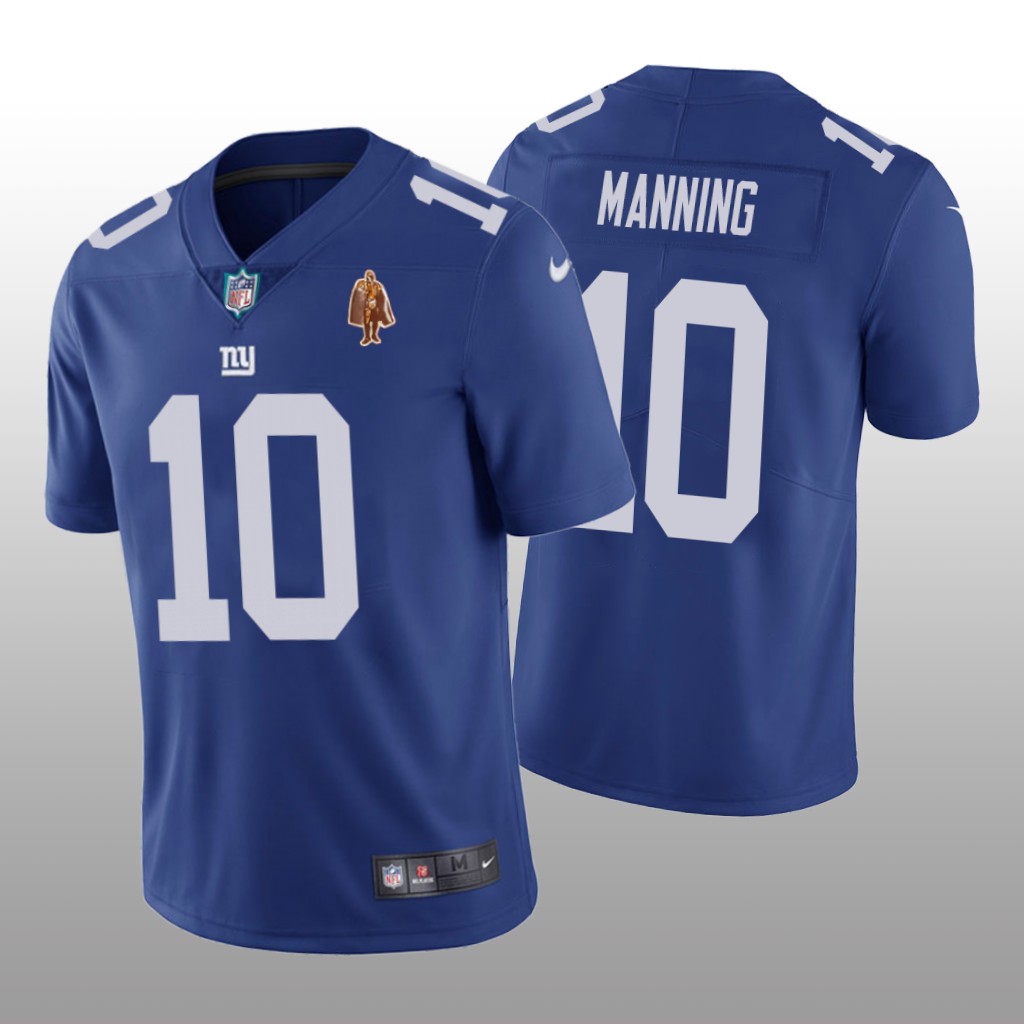 New York Giants Eli Manning Royal Jersey Walter Payton Man of the Year Award Patch - Men's