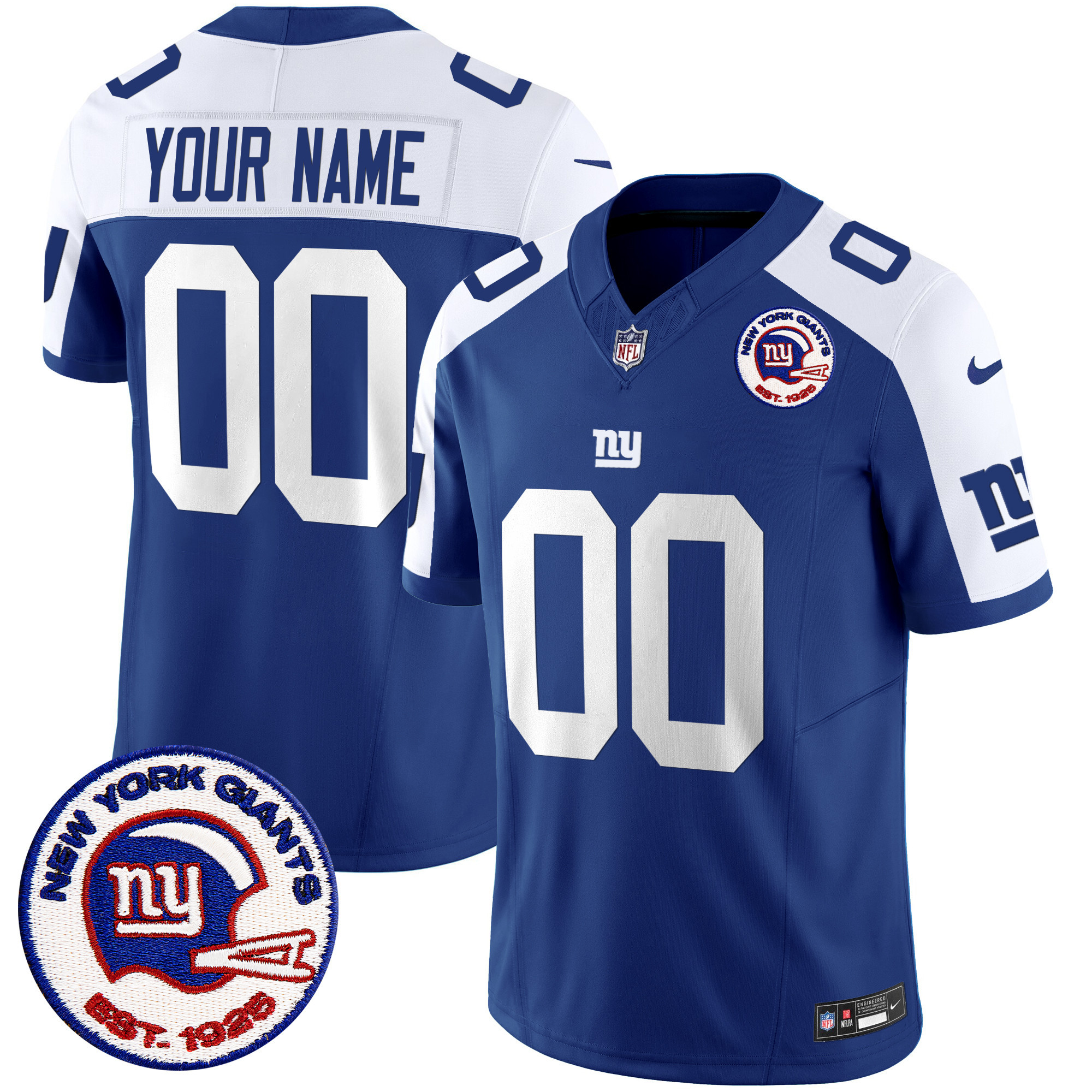 New York Giants Est 1925 Patch Vapor Limited Custom Alternate Jersey - All Stitched 