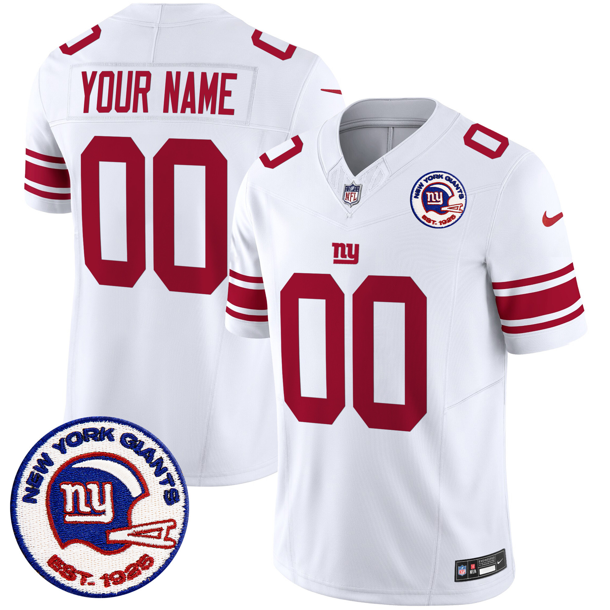 New York Giants Est 1925 Patch Vapor Limited Custom White Jersey - All Stitched 