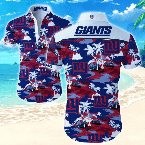 New York Giants Floral and Flower Hawaiian Shirt