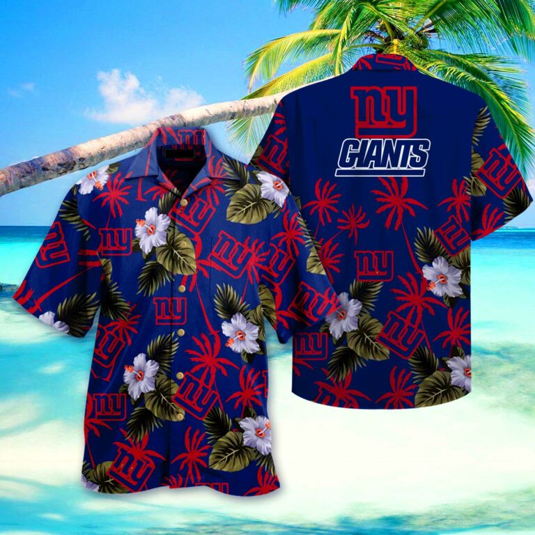 New York Giants Flower Floral Hawaiian Shirt
