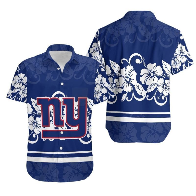 New York Giants Hibiscus Flowers Hawaiian Shirt