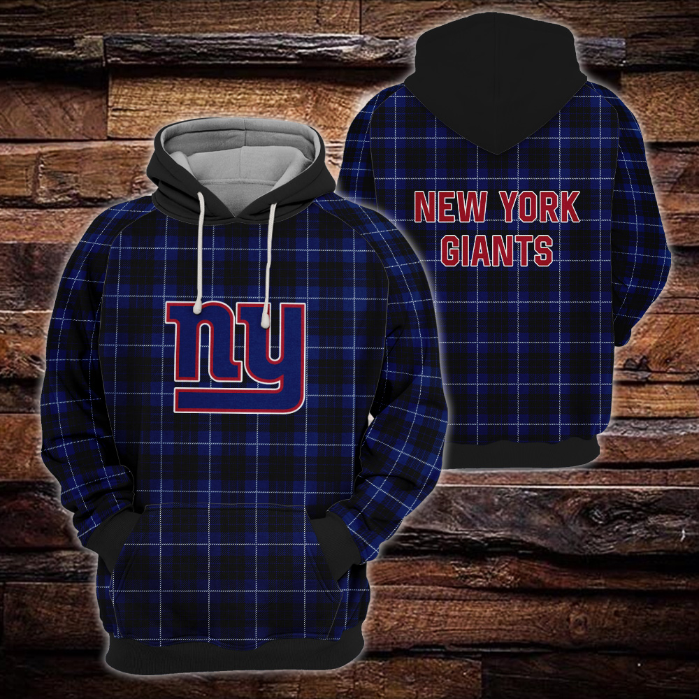 New York Giants Plaid Hoodie 3D Gift For Fans