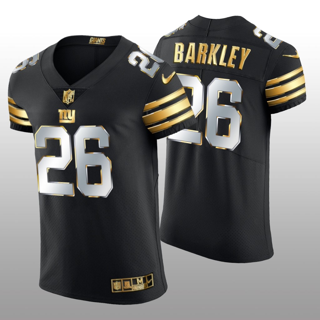 New York Giants Saquon Barkley Black Elite Jersey Golden Edition Men's