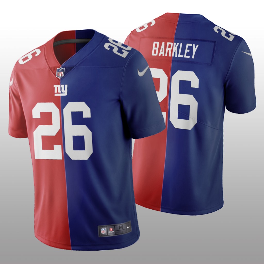 New York Giants Saquon Barkley Red Royal Vapor Limited Split Jersey Two Tone - Men's