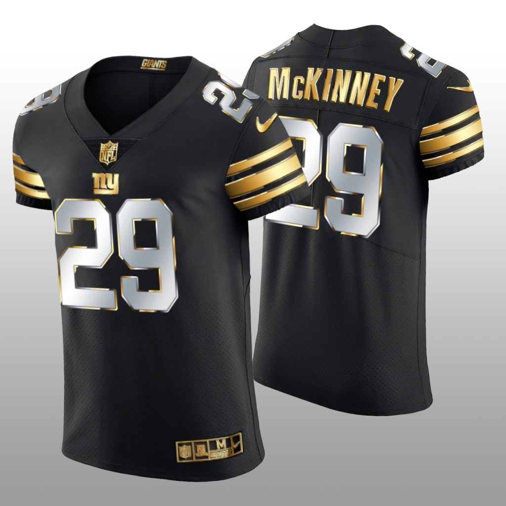 New York Giants Xavier McKinney Black Elite Jersey Golden Edition Men's