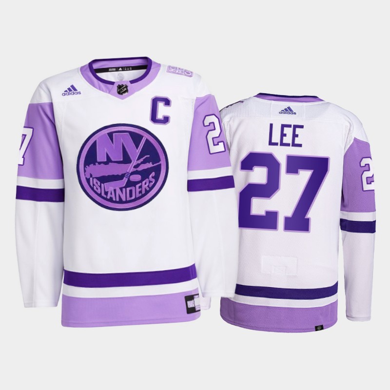 New York Islanders 2021 FightsCancer Anders Lee White #27 Primegreen Jersey