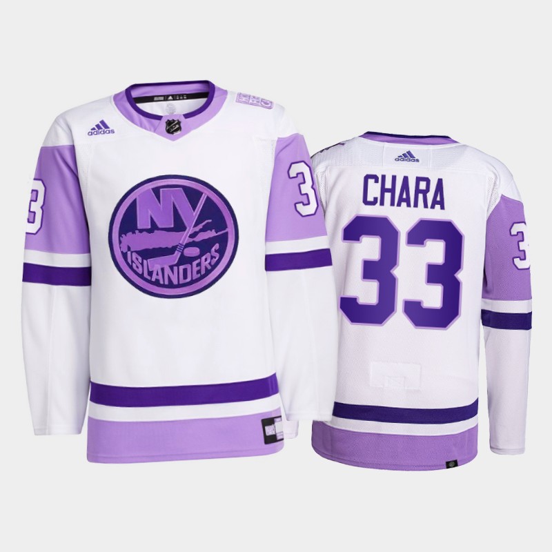 New York Islanders 2021 FightsCancer Zdeno Chara White #33 Primegreen Jersey