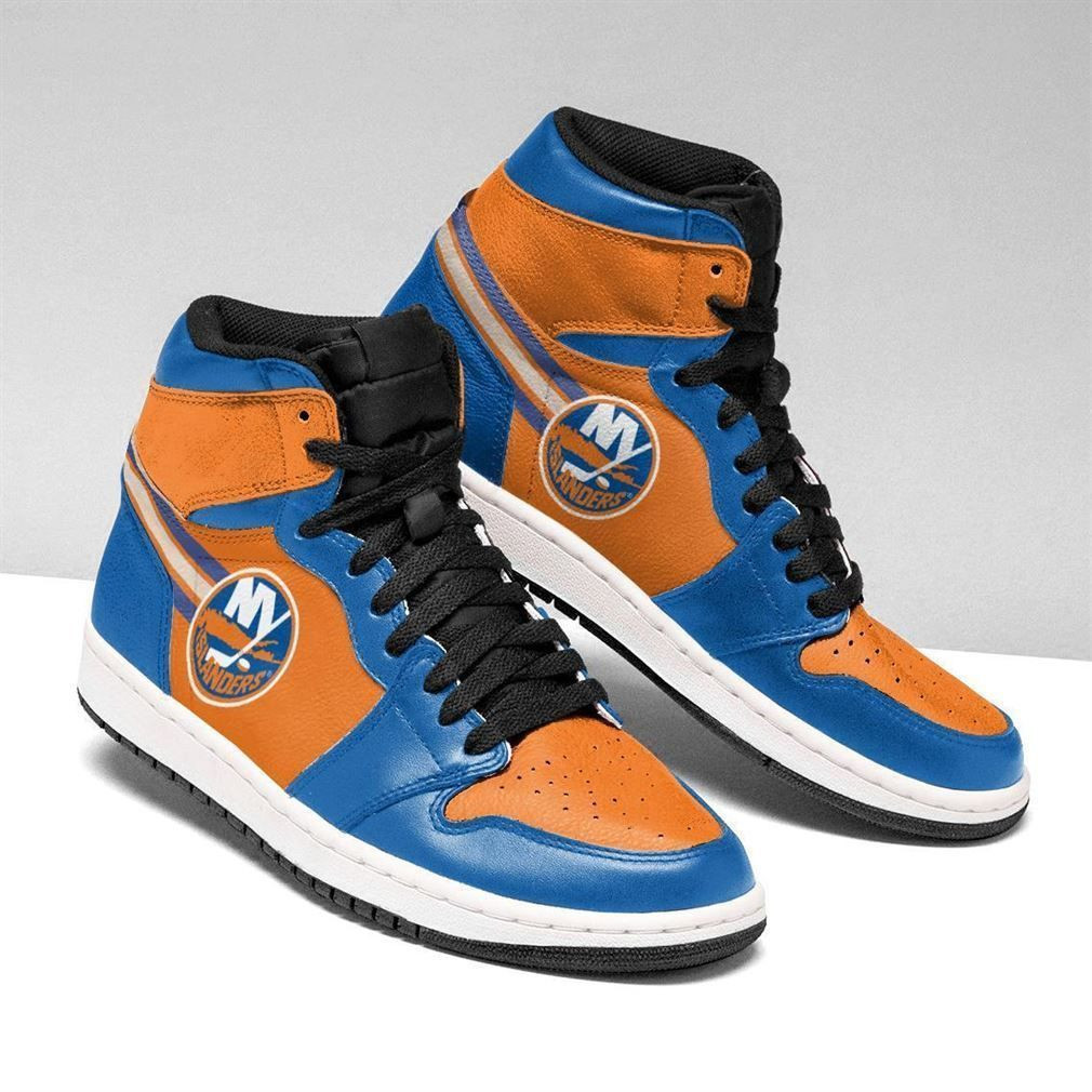 New York Islanders NHL Fashion Sneakers Basketball Shoes Leather High Top Air Jordan Sneaker, Air Jordan Hightop