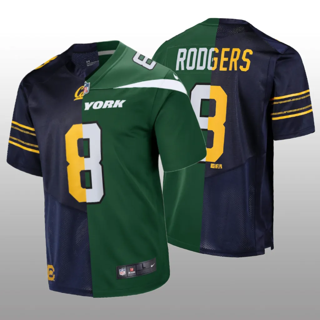 New York Jets Aaron Rodgers Green Navy Game Split - Men's