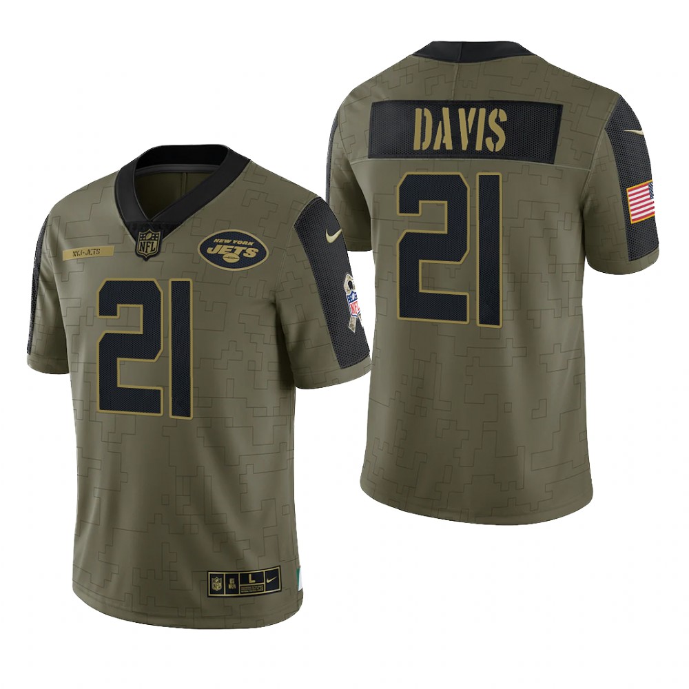 New York Jets Ashtyn Davis Olive Limited Jersey 2021 Salute To Service - Men's
