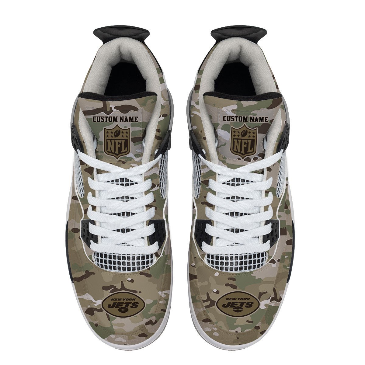 New York Jets Camo Personalized Air Jordan 4 Sneaker