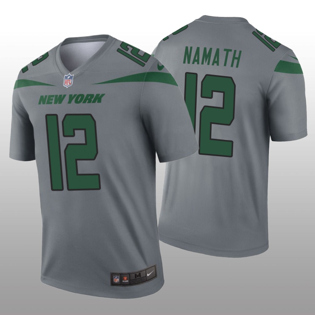 New York Jets Joe Namath Gray Jersey Inverted Legend - Men's