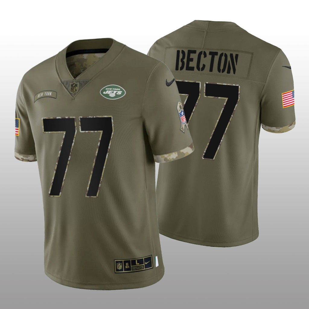New York Jets Mekhi Becton Olive Limited Jersey 2022 Salute To Service - Men's