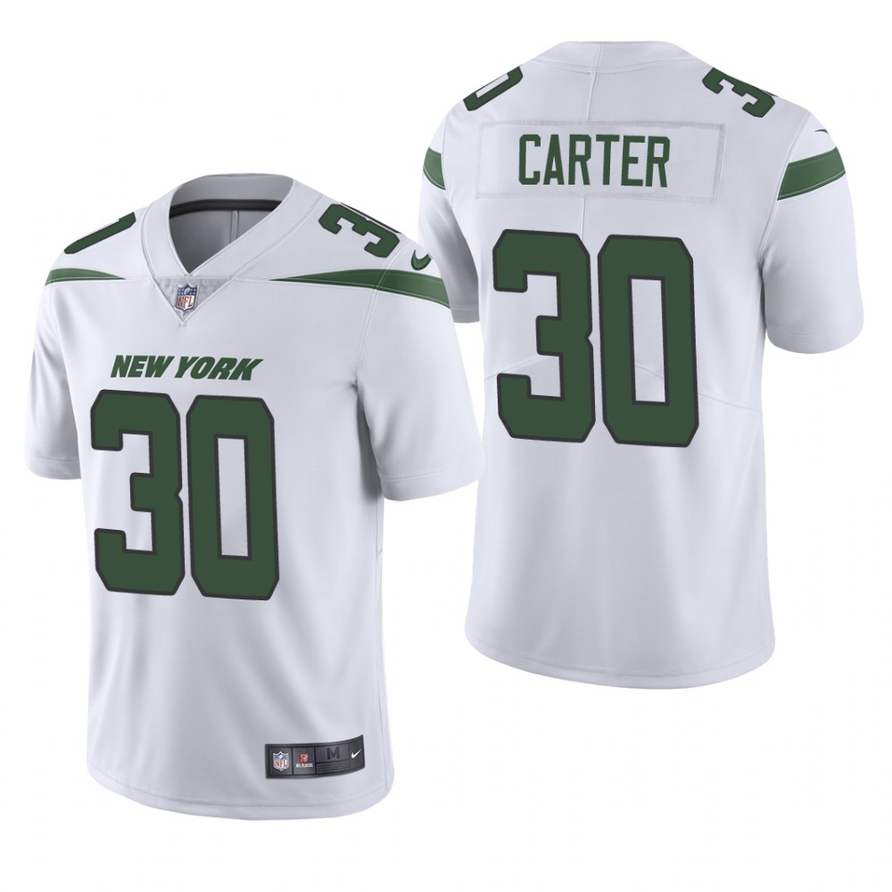 New York Jets Michael Carter White Jersey Vapor Limited - Men's
