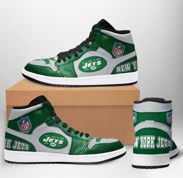 New York Jets Nfl Football Sneaker Team Eachstep Sneakers Sport High Top Air Jordan Sneaker, Air Jordan Hightop