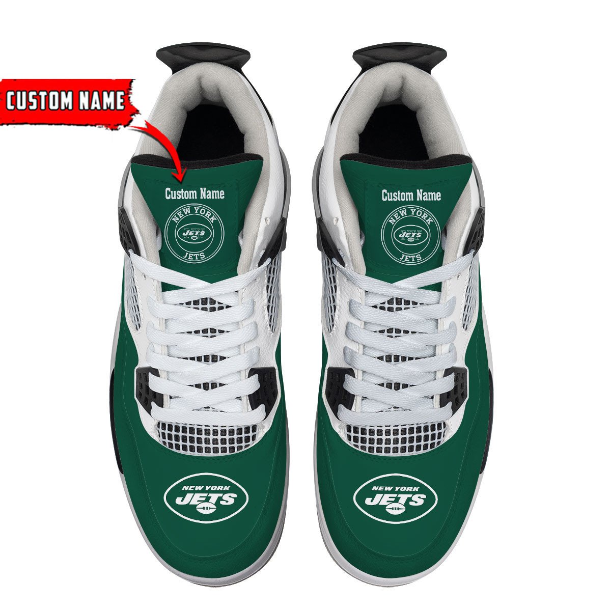 New York Jets Personalized Air Jordan 4 Sneaker