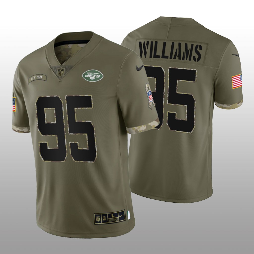 New York Jets Quinnen Williams Olive Limited Jersey 2022 Salute To Service - Men's