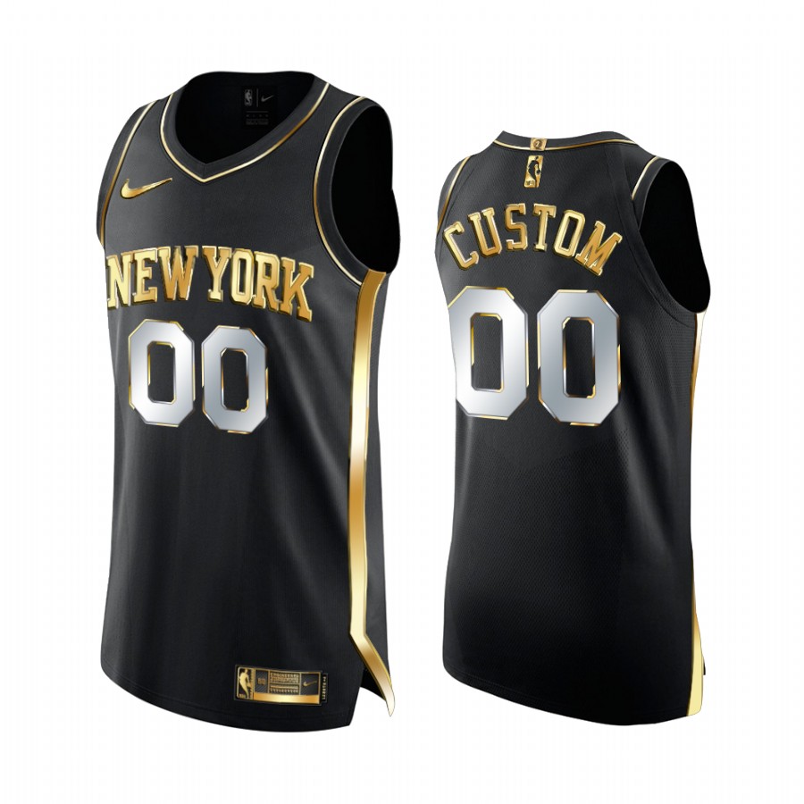 New York Knicks Custom Black Golden Edition Limited Jersey 2020-21