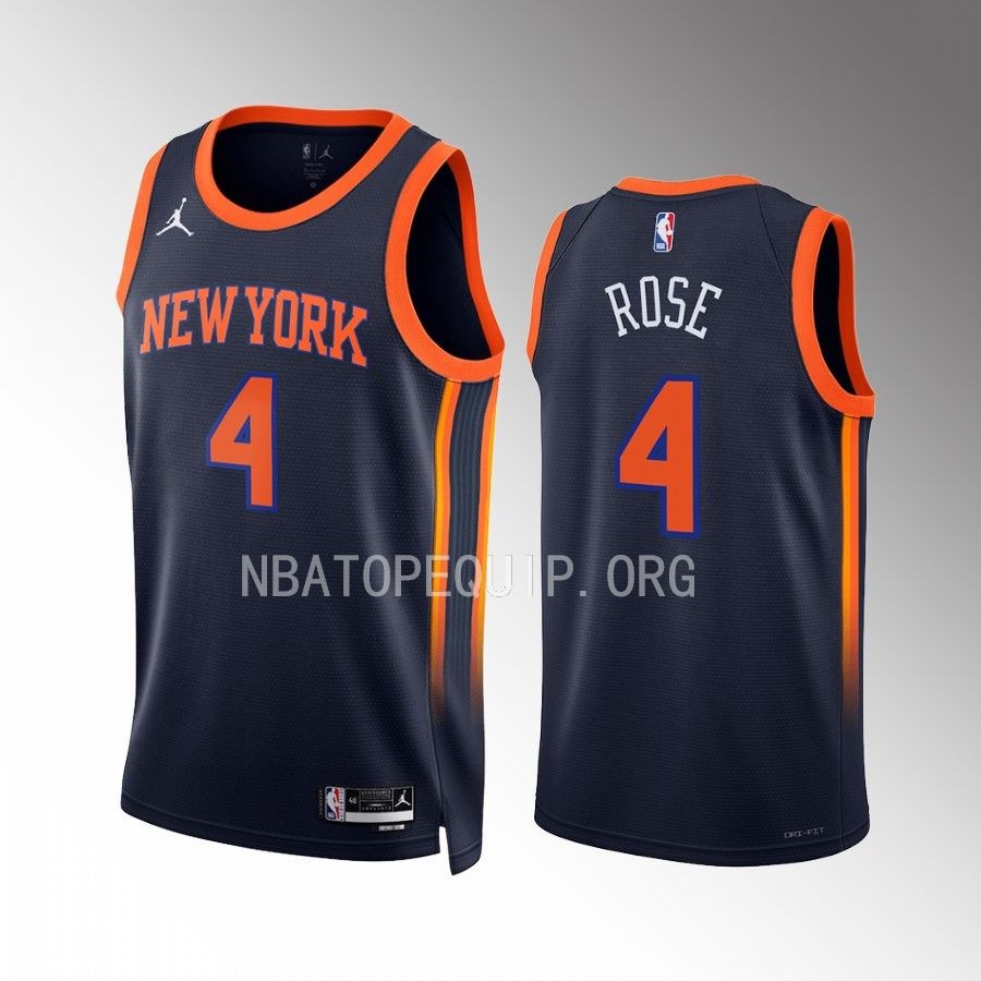 New York Knicks Derrick Rose 2022-23 Statement Edition Navy #4 Jersey Swingman