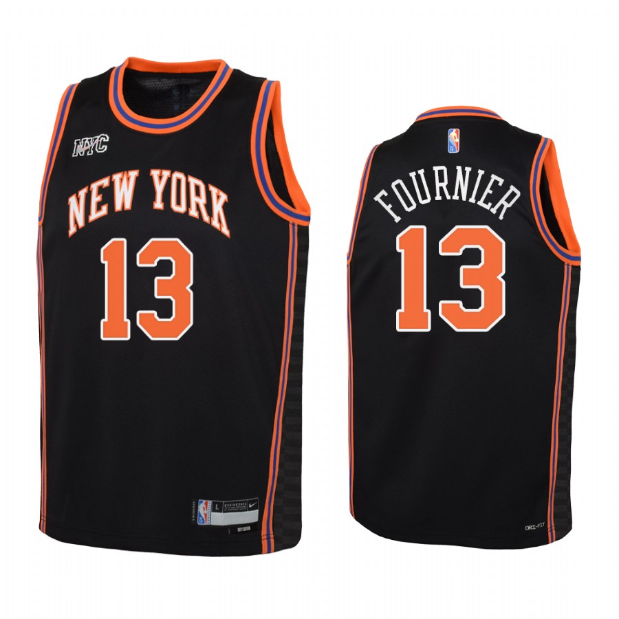 New York Knicks Evan Fournier City Edition Black Youth Jersey NBA 75th Season #13