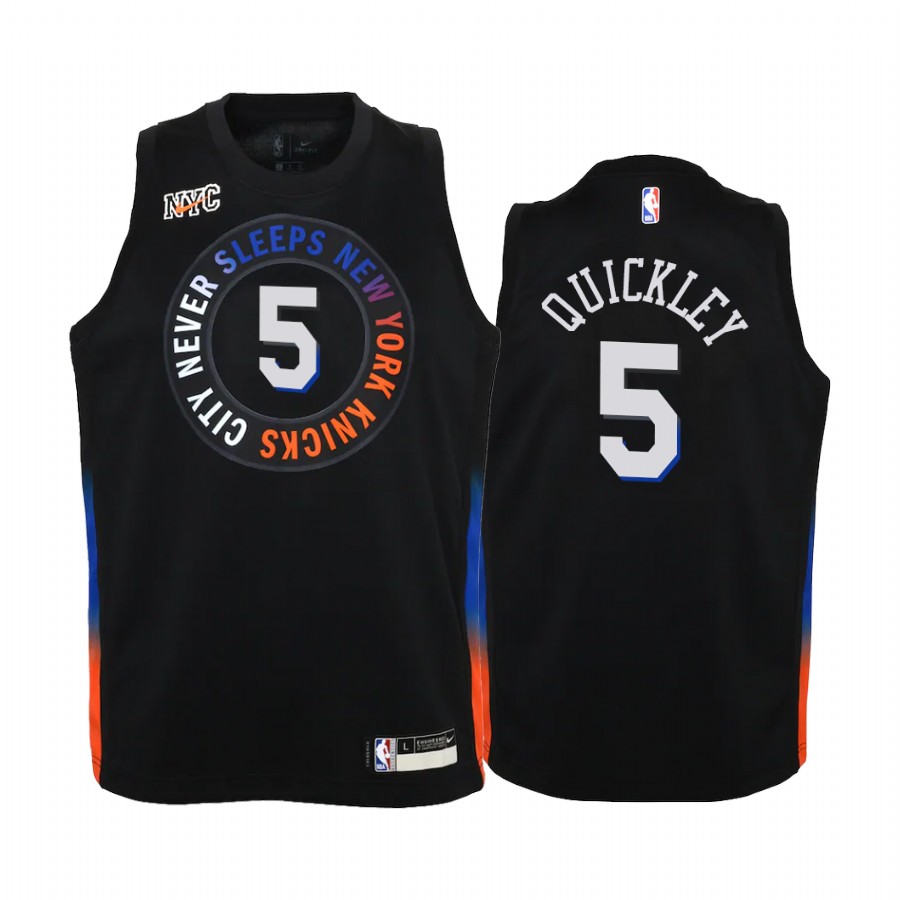 New York Knicks Immanuel Quickley 2020-21 City Edition Black Youth Jersey #5