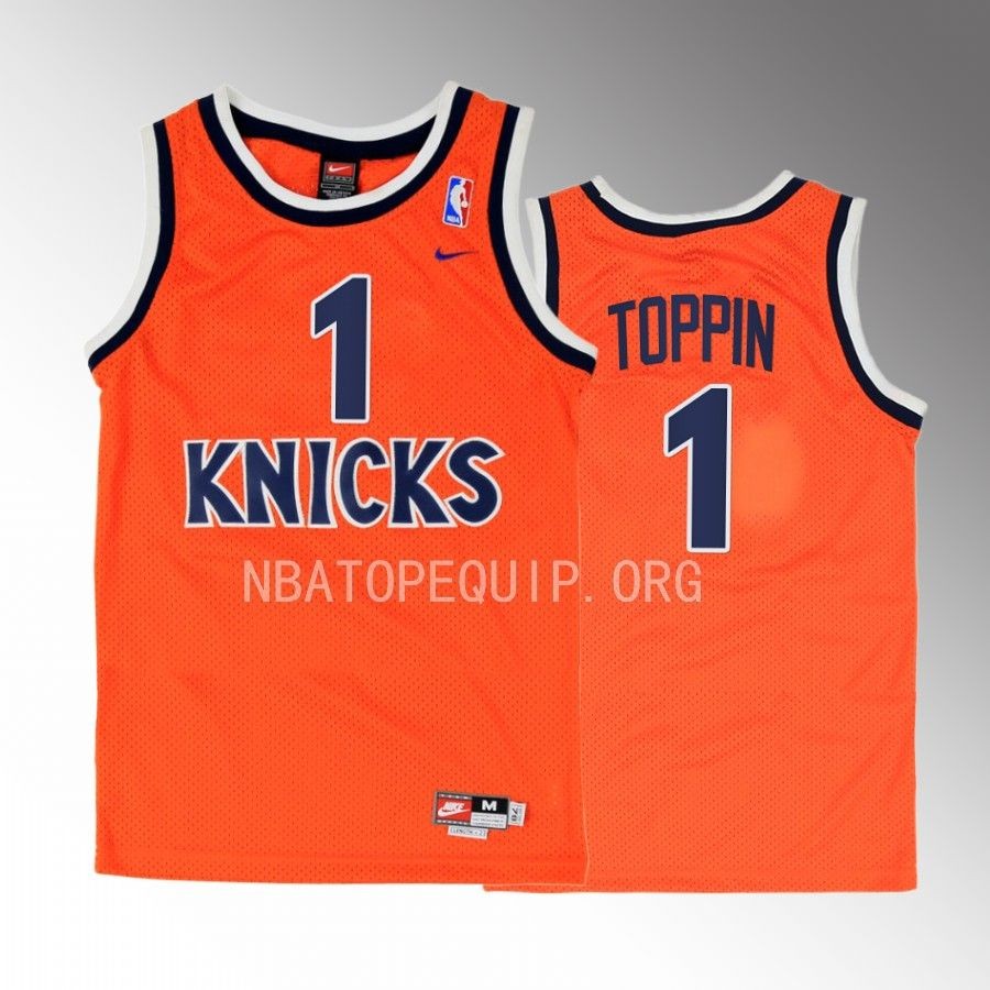 New York Knicks Obi Toppin Orange Throwback Men Jersey