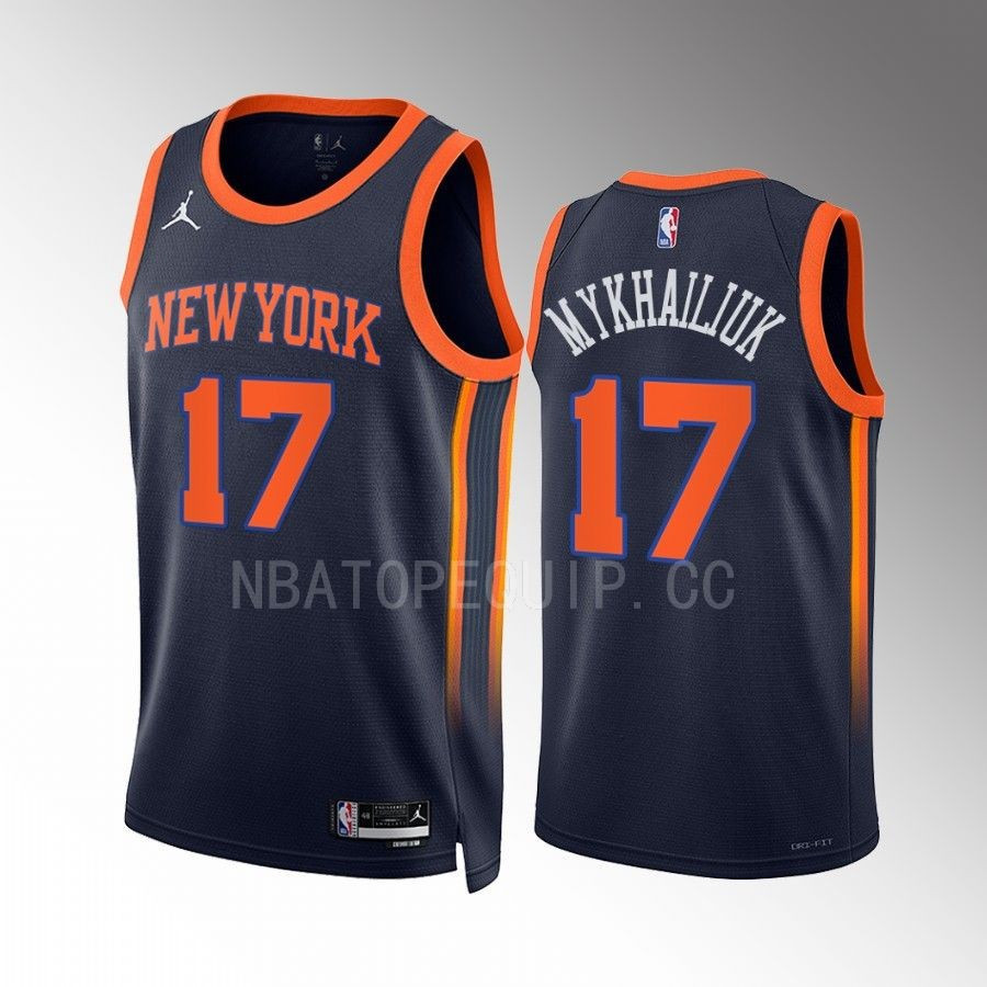 New York Knicks Sviatoslav Mykhailiuk 17 2022-23 Statement Edition Navy Men Stitched Jersey Swingman