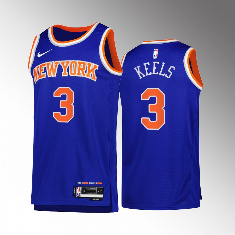 New York Knicks Trevor Keels 3 Blue Icon Edition Stitched Jersey 2022-23 Swingman