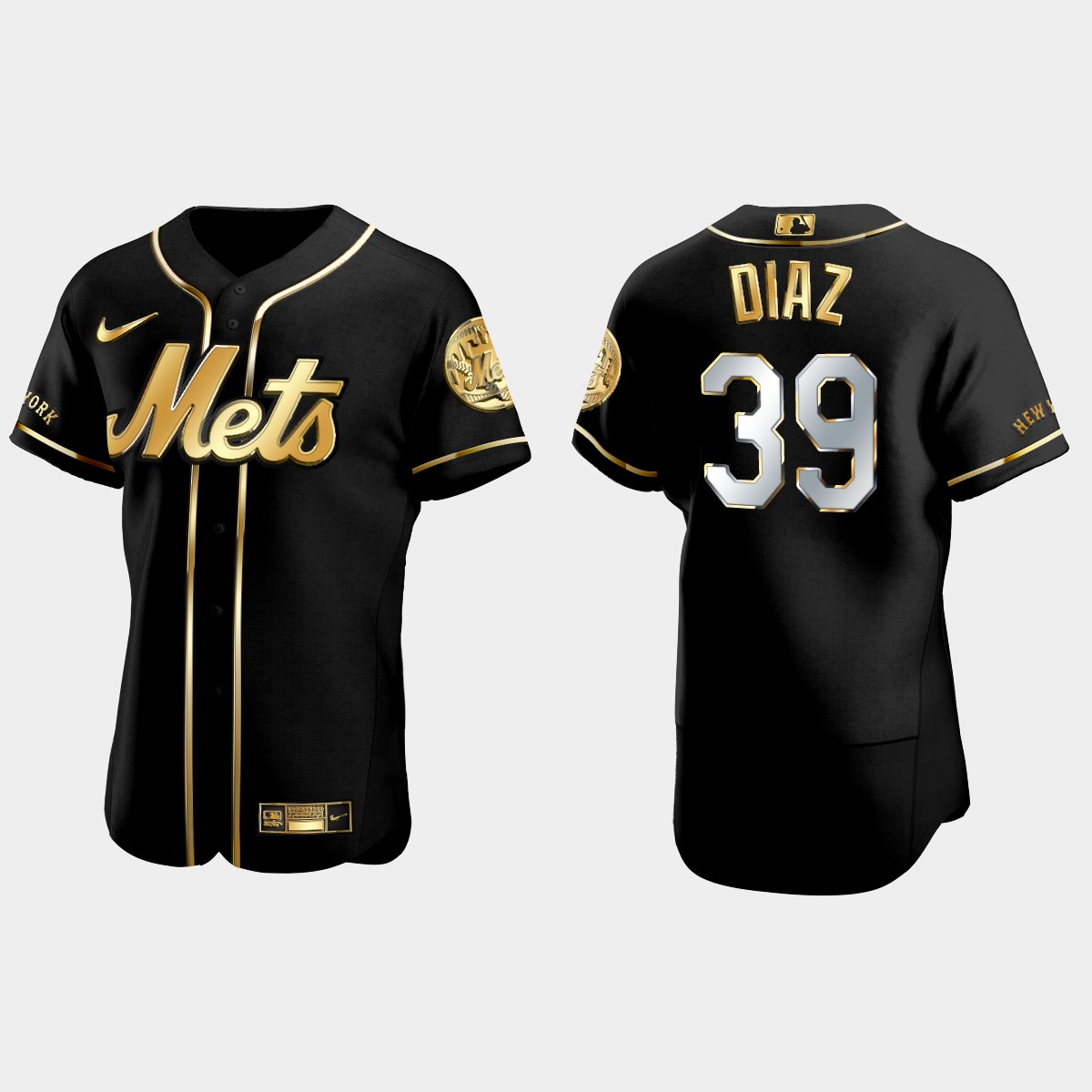 New York Mets #39 Edwin Diaz Golden Edition Jersey - Black