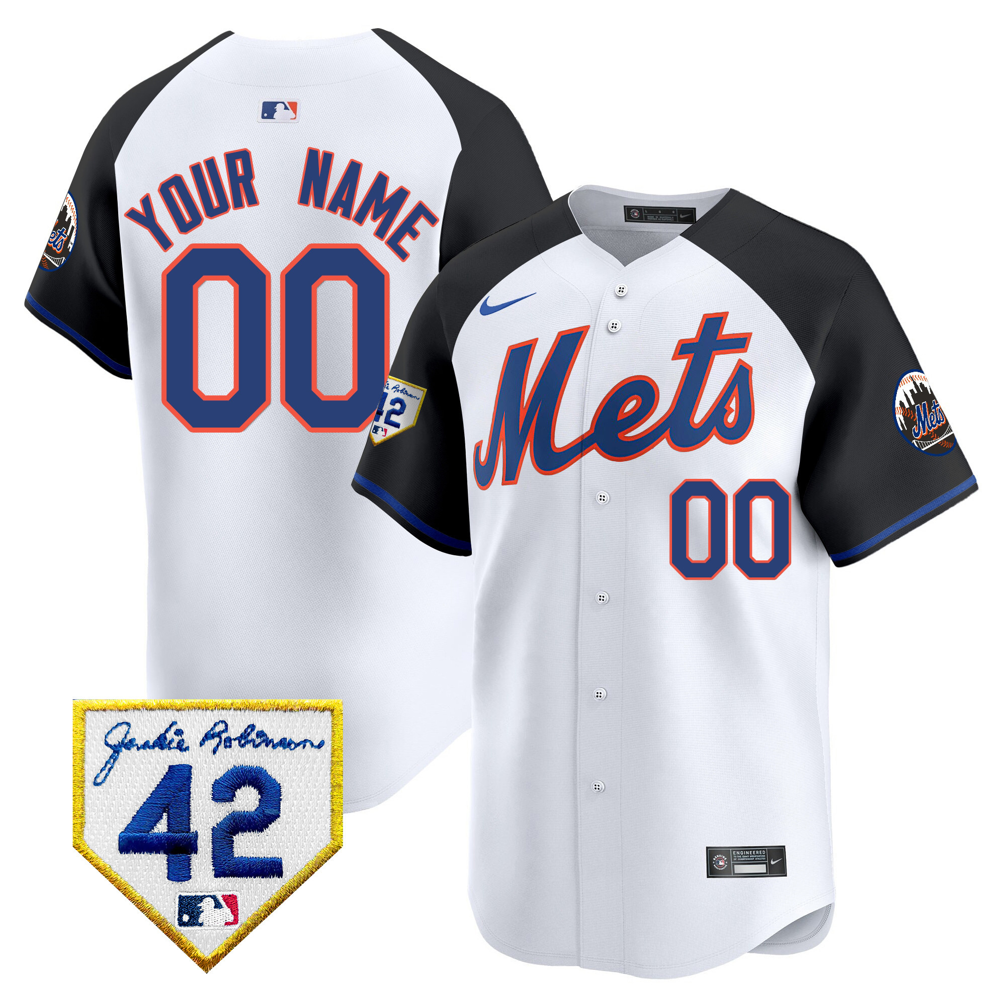 New York Mets 2024 Jackie Robinson Patch Vapor Premier Limited Custom Alternate Jersey - All Stitched