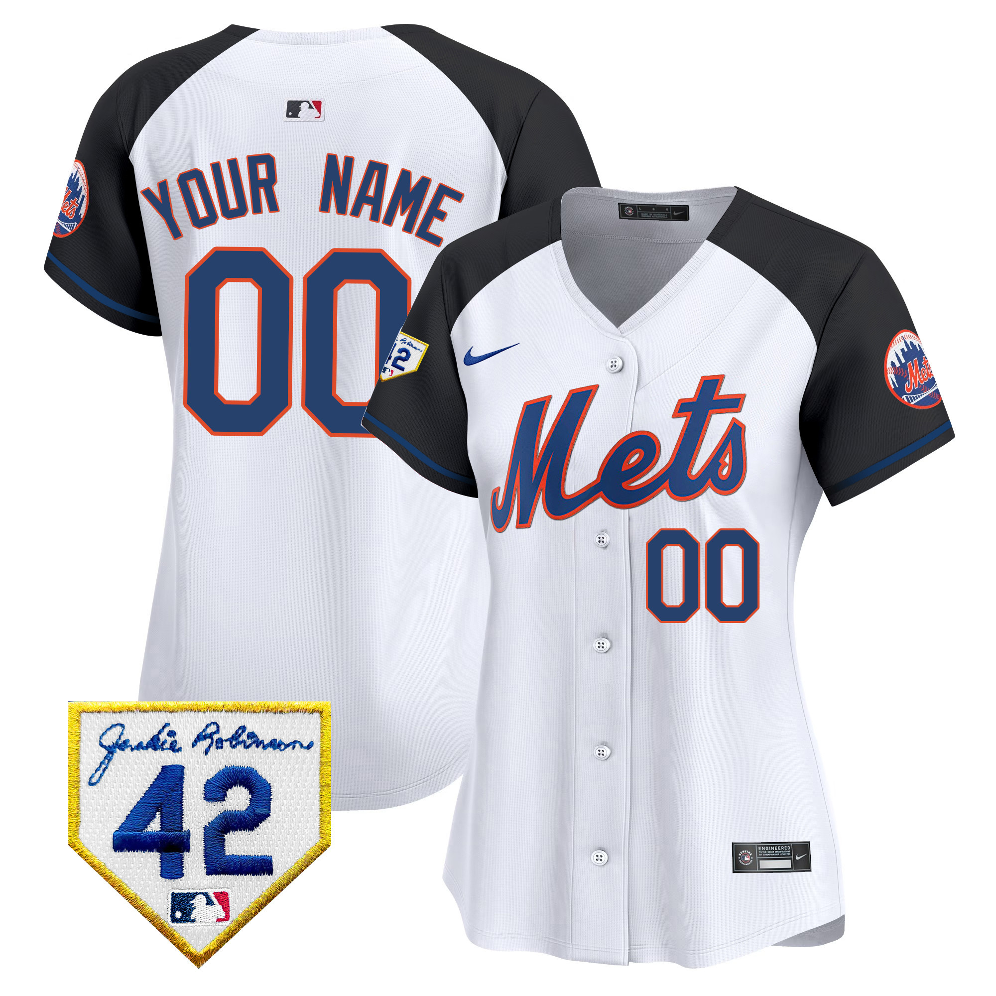 New York Mets 2024 Jackie Robinson Patch Vapor Premier Limited Custom Alternate Jersey - All Stitched
